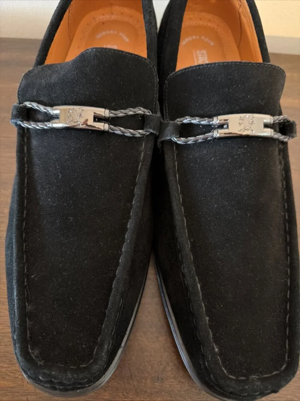 Stacy Adams Men's Neville Black Suede Moc Toe Bit Loafers Size 13 M New
